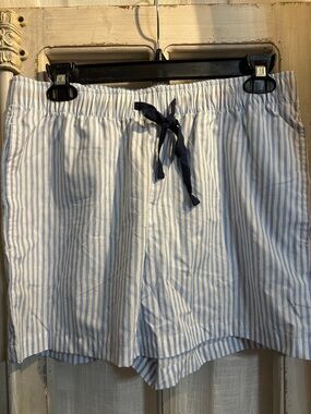 The Company Store Striped Blue & White Drawstring Shorts Pajama shorts comfy